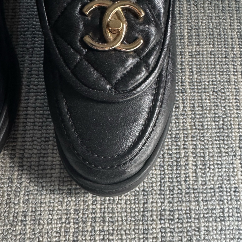 Authentic Chanel Quilted Black Loafers - Picture 3 of 11